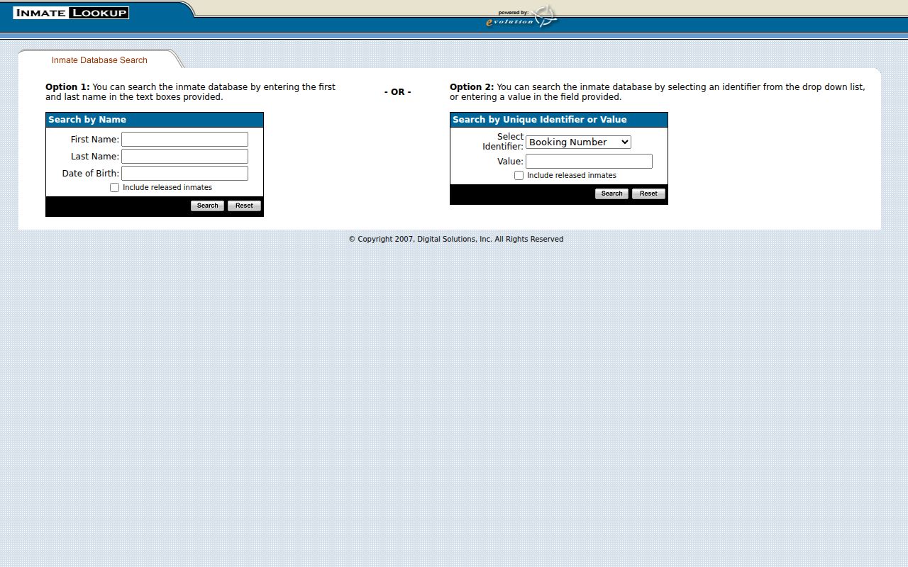 Shelby County arrest record inmate lookup search interface