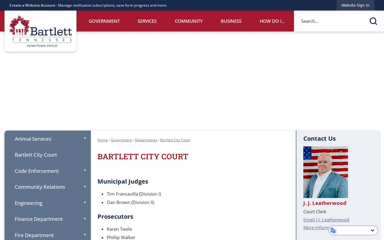 Bartlett criminal court details for municipal cases