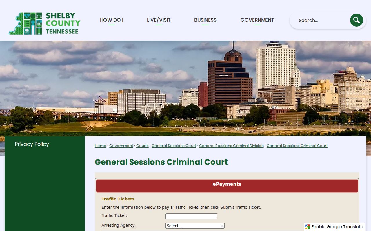 Shelby County criminal case Online Case Review gateway