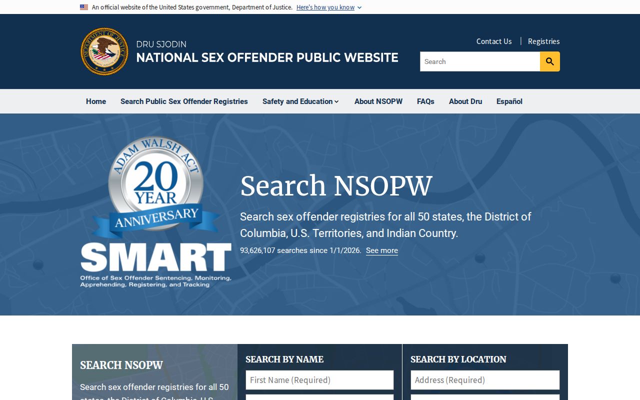 National search layer for a Shelby County sex offender check